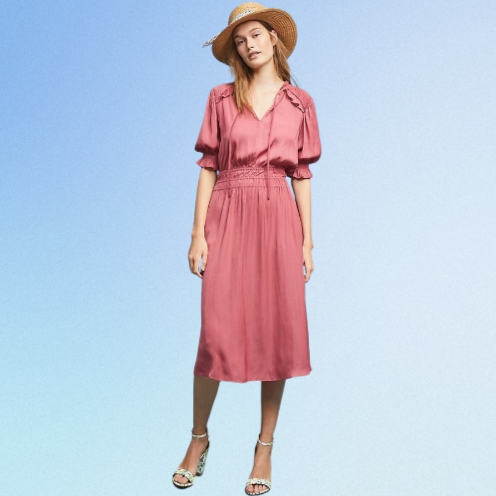 Anthropologie Cape May Midi Dress by Current Air Mauve Color Large